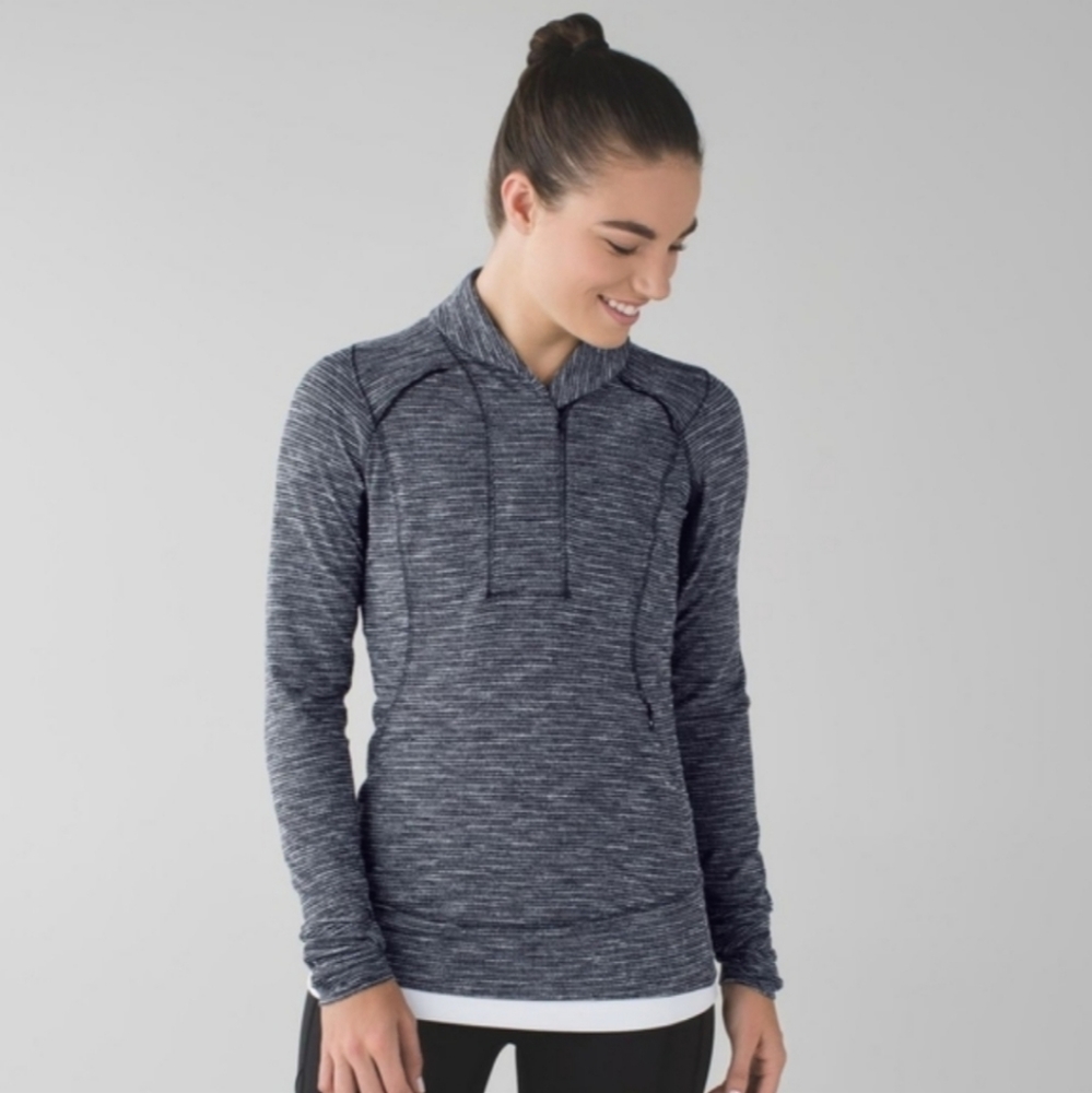 🌈Lululemon Think Fast Pullover in Coco Pique Black / Black